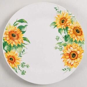 Royal Norfolk SUNFLOWER 10” Stoneware Appetizer Dinner Plates Set of 4 NEW